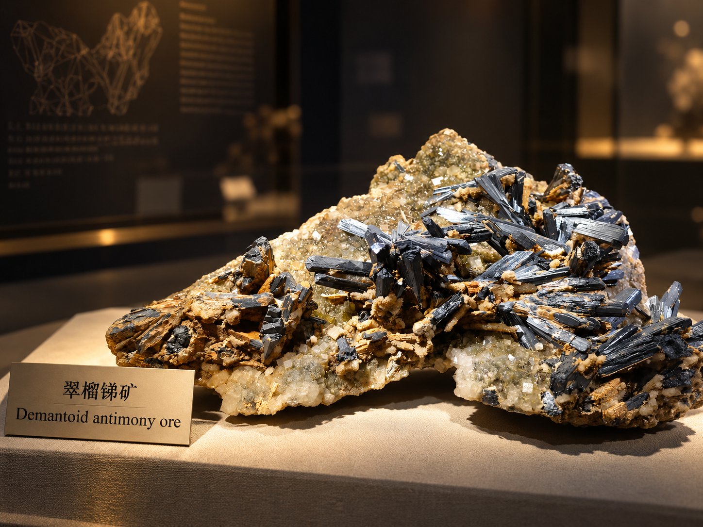 翠榴锑矿标本